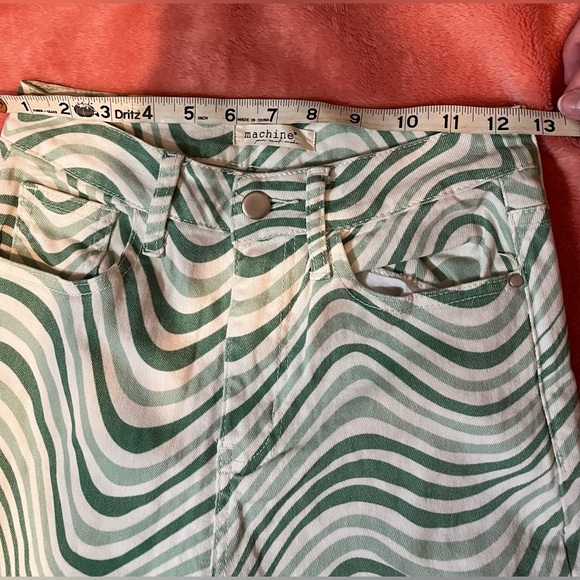 Machine Green Swirl High-Waisted Flare Jeans Size 3 - Picture 6 of 12